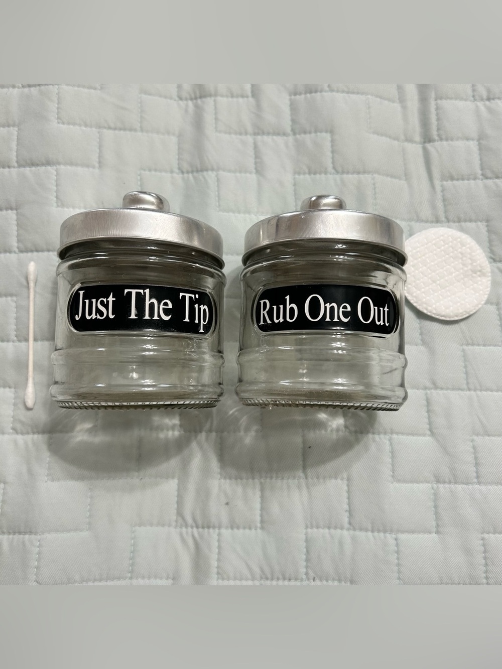 Glass novelty bath storage jars